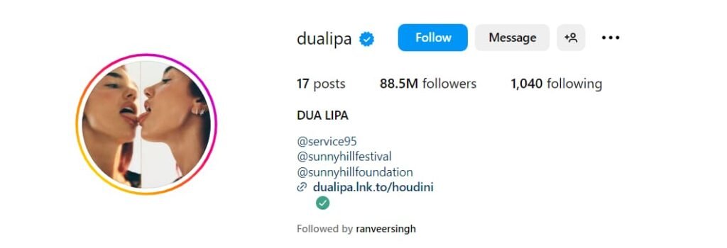 Dua Lipa Official Instagram