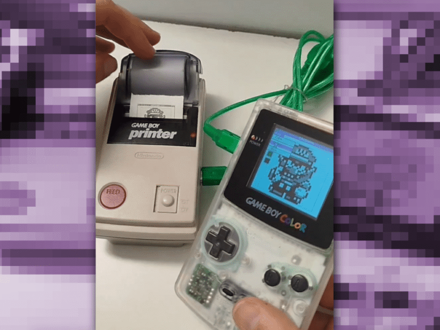 Game Boy Color running "Windows" with a Game Boy Printer