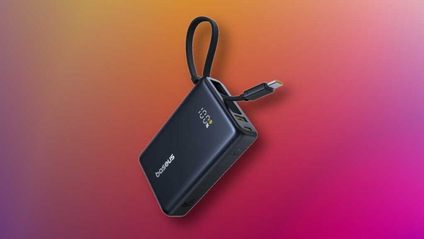 Hurry! This compact power bank with built-in USB-C cable is only $20