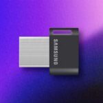 Samsung FIT Plus USB flash drive promo on background