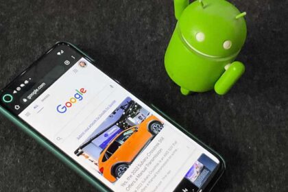 Pixel 5 phone with Android figure