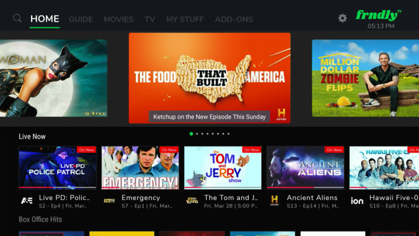 Frndly TV home screen