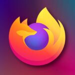 Firefox logo on an abstract wallpaper background