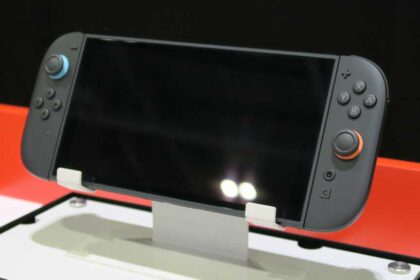 Nintendo Switch 2 hands on screen off handheld angled stand